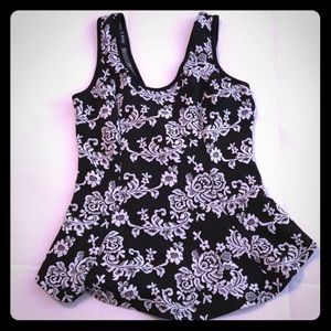 Adorable black and white peplum top